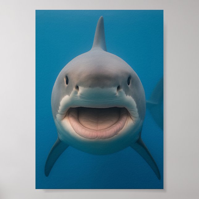 Affiche Amusant sans dents grand requin blanc peint art (Devant)