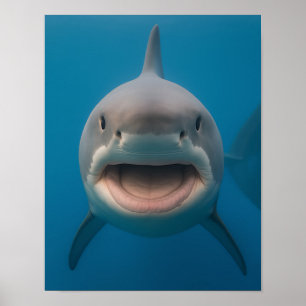 Affiche Amusant sans dents grand requin blanc peint art