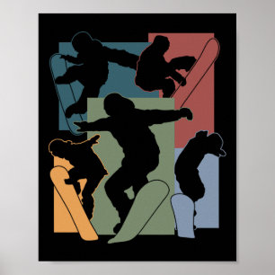 Affiche Amusant Snowboard Snowboardeur Sports d'hiver
