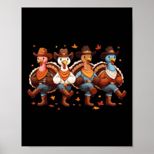Affiche Amusant Thanksgiving Line Dance Matching Family Gr