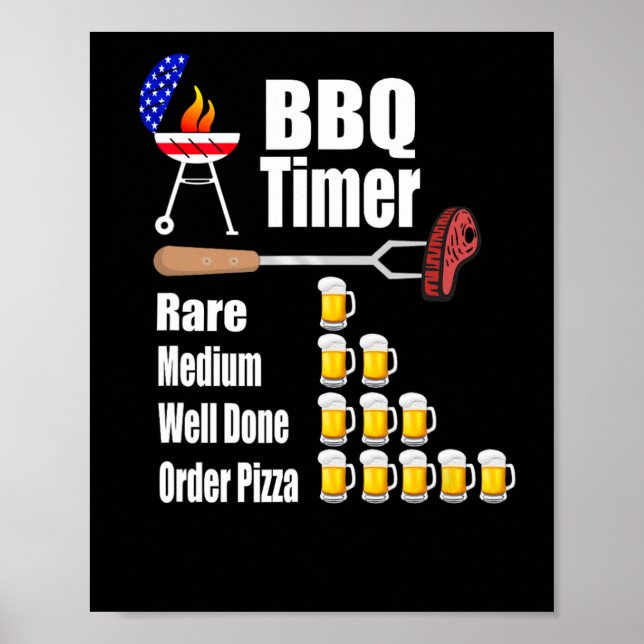 Affiche Amusant Timer Barbecue - Barbecue Grill Cadeau (Devant)