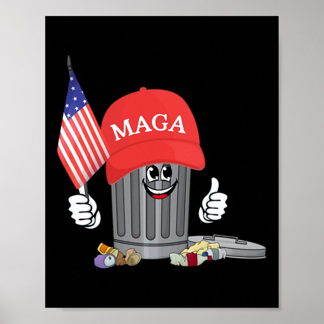 Affiche Amusant Trump Mega Garbage Can Cartoon Caractère A (Devant)
