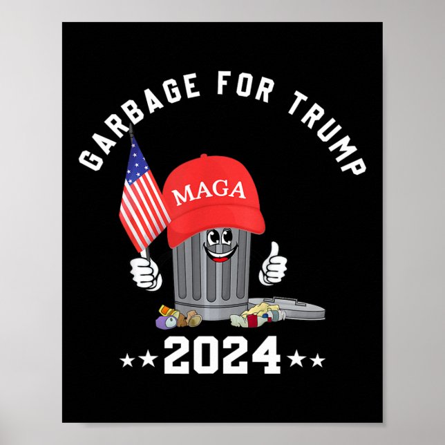 Affiche Amusant Trump Mega Garbage Can Cartoon Caractère A (Devant)