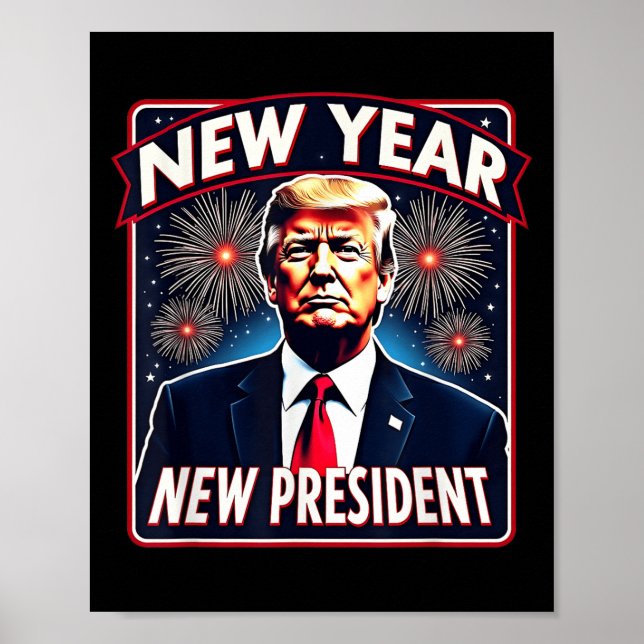 Affiche Amusant Trump New Year Party 2025 Trump New Year N (Devant)