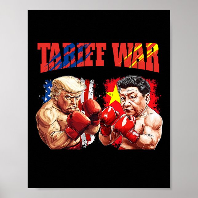 Affiche Amusant Trump Vs Xi Jinping Boxing Boxing Match (Devant)