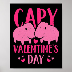 Affiche Amusant Valentine Couple Capy Valentine's Day Capy