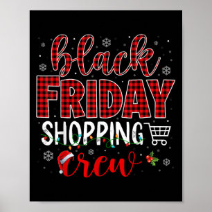 Affiche Amusant Vendredi Équipe de shopping Noël Black Sho