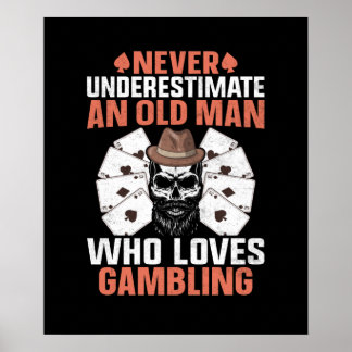 Affiche Amusant vieil homme Jouer mot art Casino salle de 