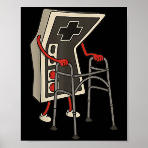 Affiche Amusant Vieux Gamer Jeu Retro 80s 90s Jeu Vidéo Ol