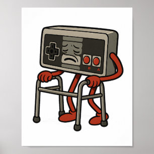 Affiche Amusant Vieux Gamer Jeu Retro 80s 90s Jeu Vidéo Ol