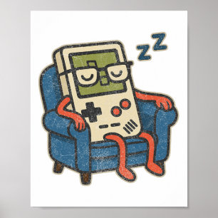 Affiche Amusant Vintage Vieux Gamer Retro Vidéo Jeu Vieux