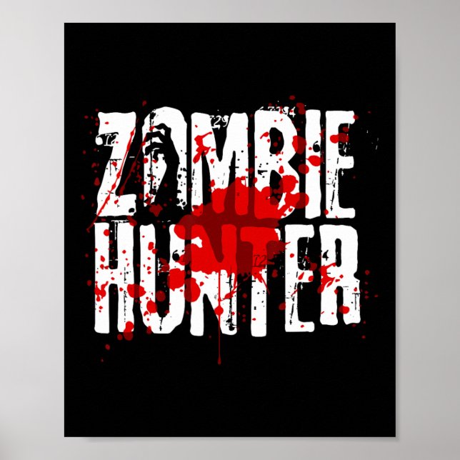 Affiche Amusant Zombie Hunter Design Pour Garçons Filles H (Devant)