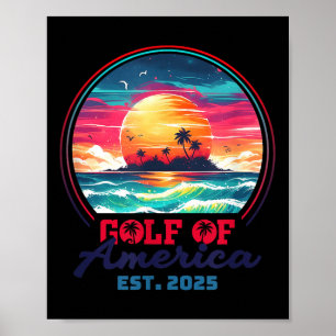 Affiche Amusante Amérique des Etats-Unis Chemise Golfe des