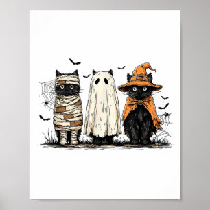 Affiche Amusante Black Cat Ghost Sorcière Halloween Costum