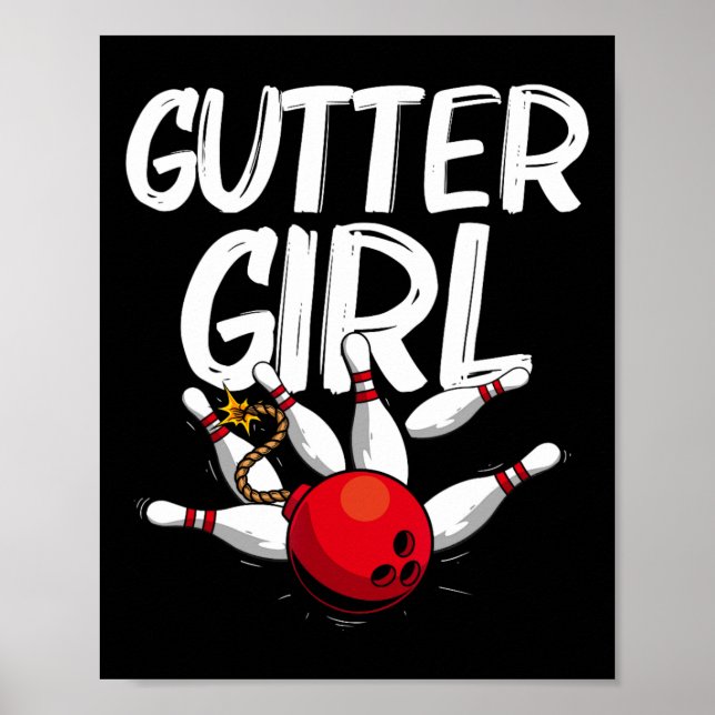 Affiche Amusante Conception De Bowling Pour Filles Bowler  (Devant)
