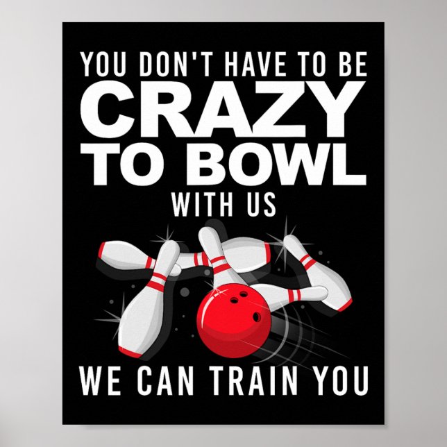 Affiche Amusante Conception De Bowling Pour Hommes Femmes  (Devant)