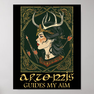Affiche Amusante déesse grecque Artémis Deer Chasse Mythol