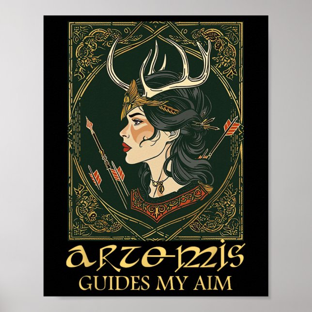 Affiche Amusante déesse grecque Artémis Deer Chasse Mythol (Devant)