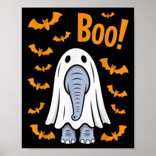 Affiche Amusante Halloween Elephant Boo Ghost Bats