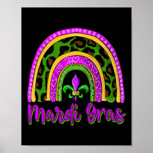 Affiche Amusante Mardi Gras Parade Outfit Jester Rainbow F