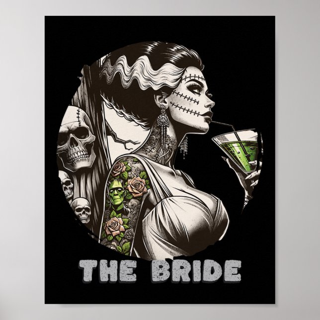 Affiche Amusante Mariée Le Monster Frankenstein Éffrayant  (Devant)