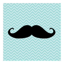 Amusante Moustache Noire Et Motif Chevron Bleu