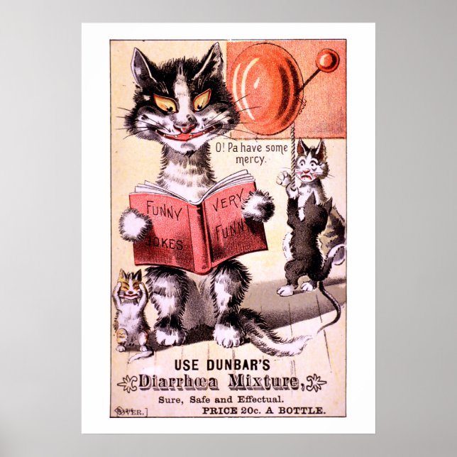 Affiche Amusante publicité victorienne pour chats de l'épo (Devant)