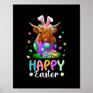 Affiche Amusante vache écossaise des Highlands Easter Egg 
