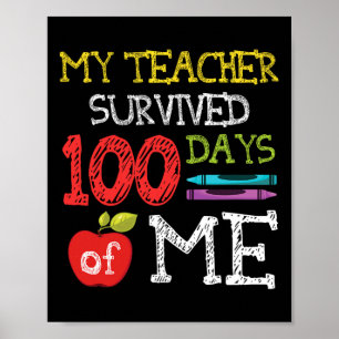 Affiche Amusants 100 Jours D'Enfants Scolaires 100E Jour D