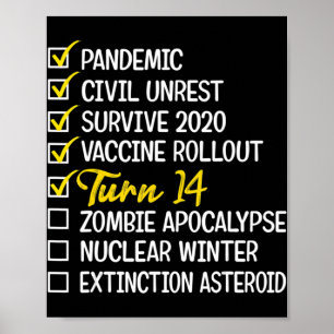 Affiche Amusants 14e anniversaire Cadeau 14 ans Vieux Quar