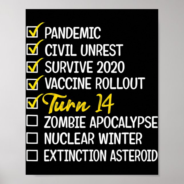 Affiche Amusants 14e anniversaire Cadeau 14 ans Vieux Quar (Devant)