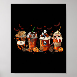 Affiche Amusants Automne Automne Horreur Latte Café Tasses