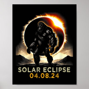 Affiche Amusants Bigfoot Total Solaire Eclipse 4.08.2024 V