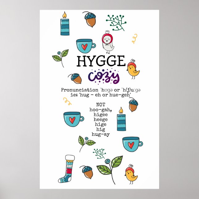 Affiche Amusants Comment DIRE HYGGE Funny Cosy Folk Art Do (Devant)