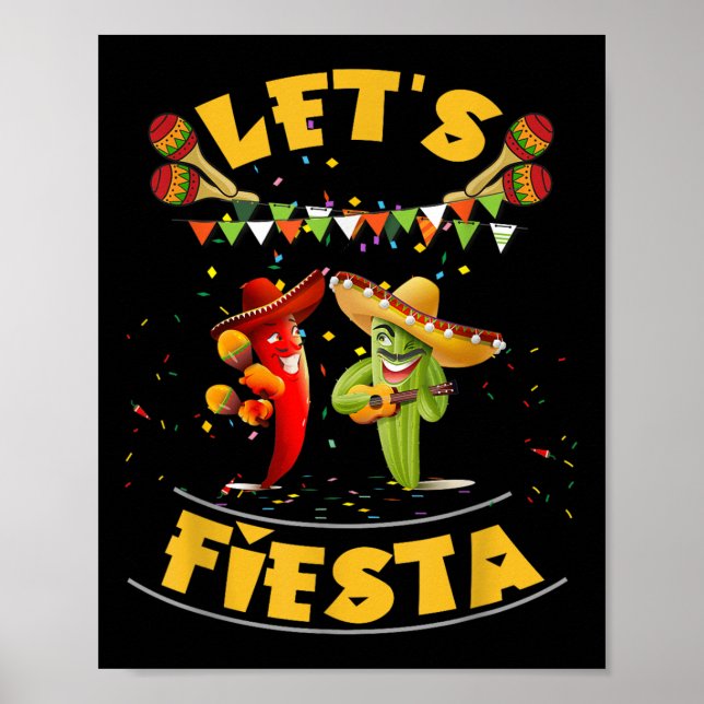Affiche Amusants Font Fiesta Cinco De Mayo Hommes Femmes E (Devant)
