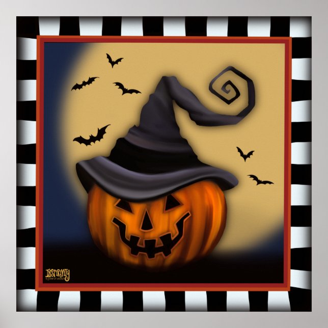 Affiche Amusants Halloween Citrouille chauves-souris Inspi (Devant)