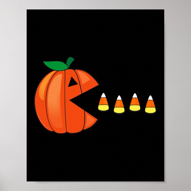 Affiche Amusants Halloween Citrouille Manger Candy Corn (Devant)