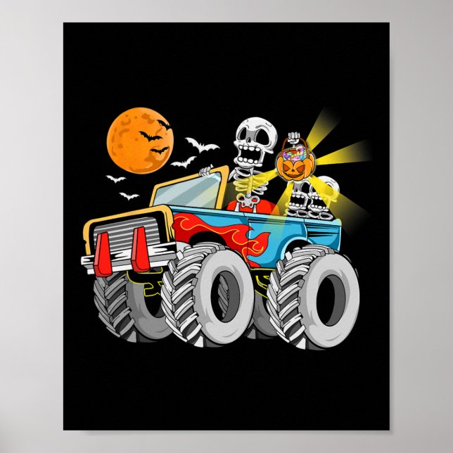 Affiche Amusants Halloween Squelette Monstre camion Enfant (Devant)
