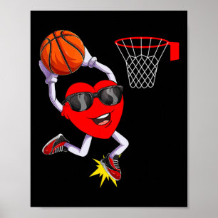 Affiche Amusants Heart Dunking Basketball Sport Amateurs V