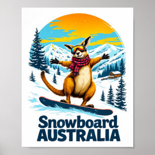Affiche Amusants Kangaroo Snowboard En Australie