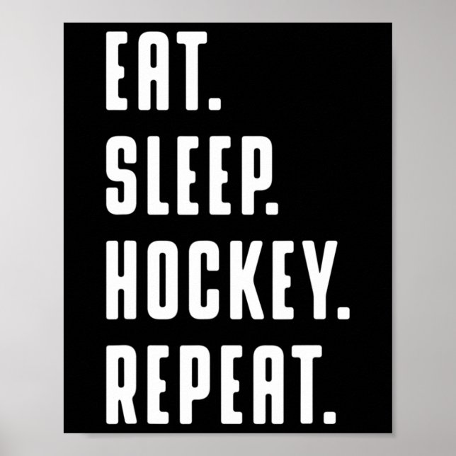 Affiche Amusants Manger Dormir Hockey Répéter Graphique am (Devant)