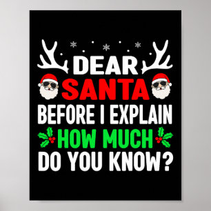 Affiche Amusants Noël Enfants Adultes Cher Père Noël Je pe