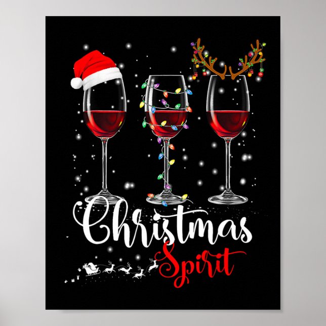 Affiche Amusants Noël Esprits Verres De Vin Noël Vacances (Devant)