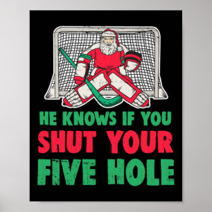 Affiche Amusants Noël Père Noël gardien de but de hockey s