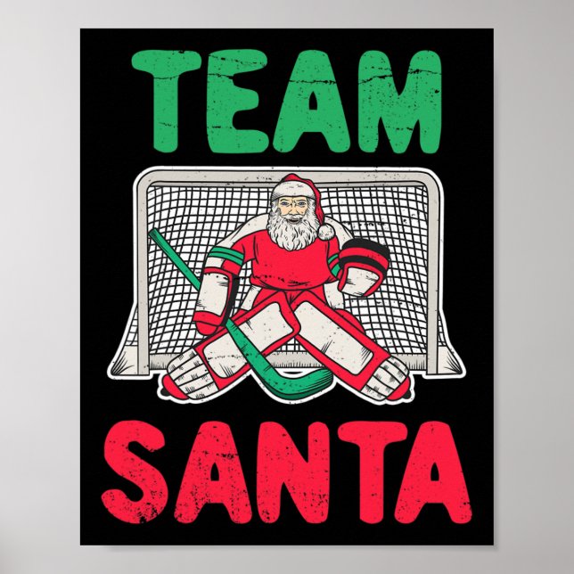 Affiche Amusants Noël Père Noël gardien de but de hockey s (Devant)
