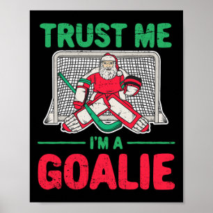 Affiche Amusants Noël Père Noël Hockey sur glace gardien g