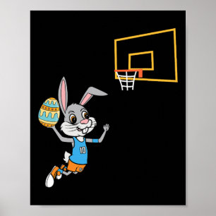 Affiche Amusants Oeuf de Pâques Bunny Dunk jeu de basket-b