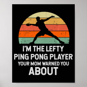 Affiche Amusants Ping Pong Table Tennis Gauche Joueur Main