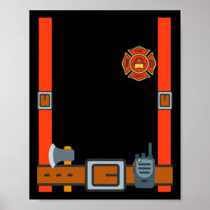 Affiche Amusants pompiers Halloween - Firefighter Cosplay