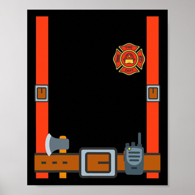 Affiche Amusants pompiers Halloween - Firefighter Cosplay  (Devant)